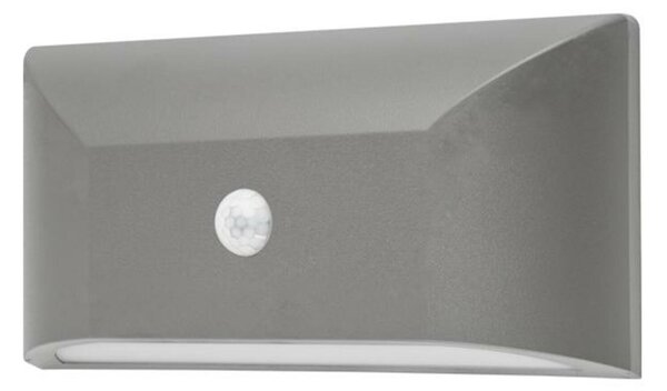 ACA Lighting venkovní LED nástěnné svítidlo se senzorem max 6m šedá 230V IP65 6W 3.000K 350lm SLIM22PIR