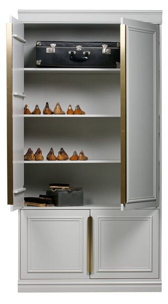 Světle šedá šatní skříň z borovicového dřeva 110x215x44 cm Organize – WOOOD