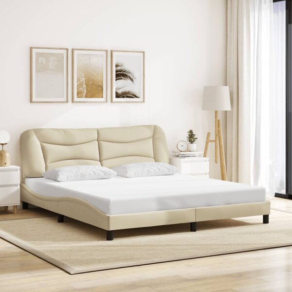 Rám postele s LED bez matrace Hvar Cream 180x200 cm Látka 3213723