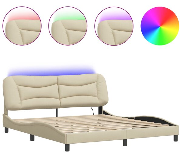 Rám postele s LED bez matrace Hvar Cream 180x200 cm Látka 3213723