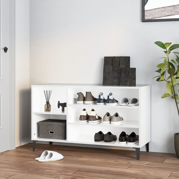 Botník bílý s vysokým leskem 102x36x60 cm kompozitní dřevo