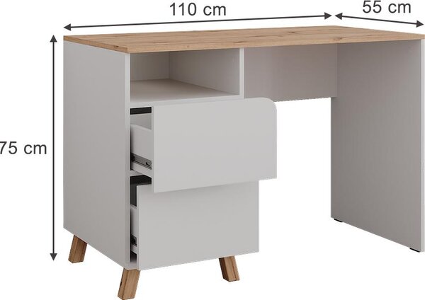 Toaletní stolek Vicco Karen Bílá/Artisan 110 cm se zásuvkami, Model 56296