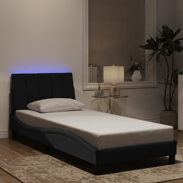 Rám postele s LED osvětlením bez matrace Hanko černý 80 x 200 cm samet 3213747