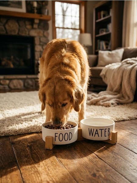 Sinsay - Sada keramických misek pro zvířata Food & Water - bílá