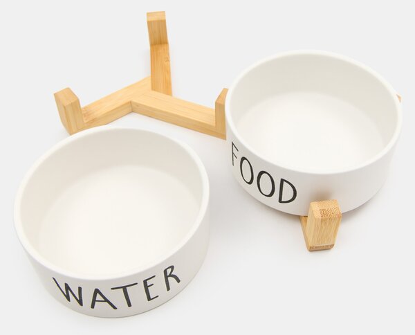 Sinsay - Sada keramických misek pro zvířata Food & Water - bílá