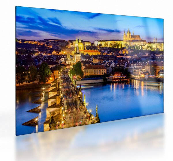 Skleněný obraz - Karlův most, Praha, Česká Republika (70x50 cm)