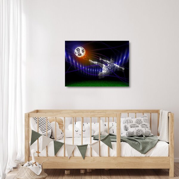 Skleněný obraz fotbalisty ve skoku (70x50 cm)