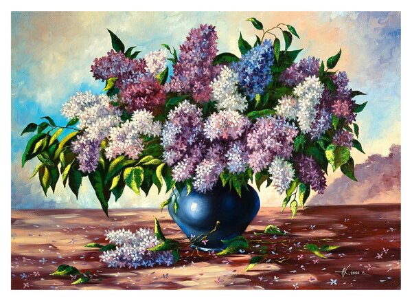 Skleněný obraz - Kytice šeříků (70x50 cm)