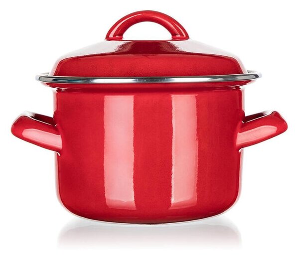 Smaltovaný hrnec s poklicí Red MILTON