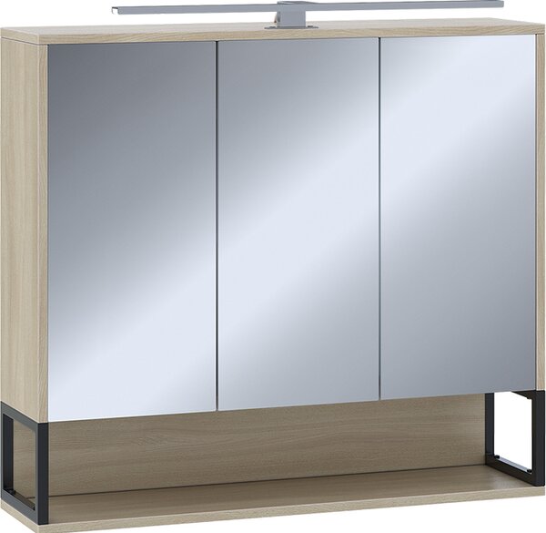 Koupelnová skříňka se zrcadlem Vicco Vionna Dub/černá 80 x 71.5 cm se světlem LED, Model 55335