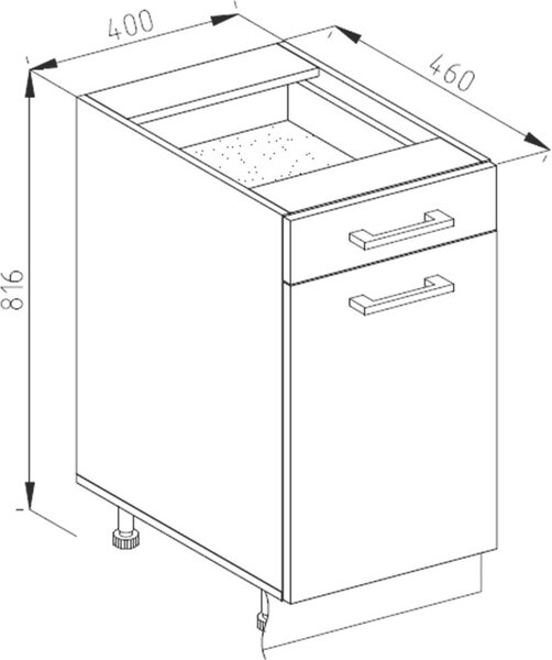 Spodní skříňka kuchyňské linky Vicco R-Line Ušlechtilá šedá 40 cm bez pracovní desky, Model 29700