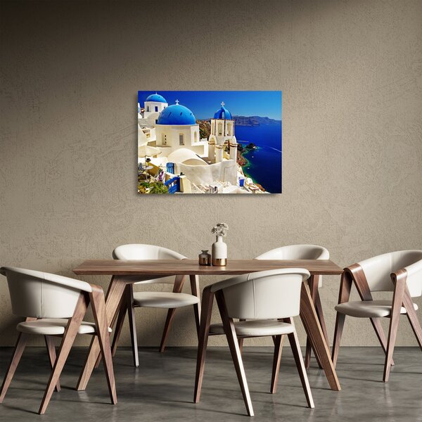 Skleněný obraz - Santorini, Řecko (70x50 cm)