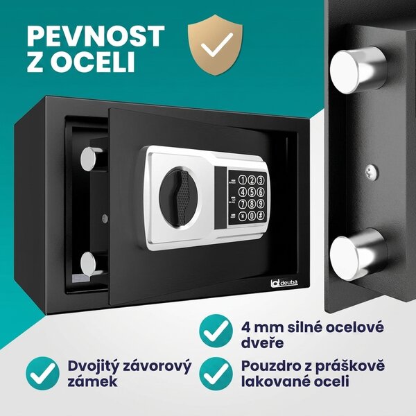 Trezor nábytkový elektronický, černý, 31 x 20 x 20 cm 107130