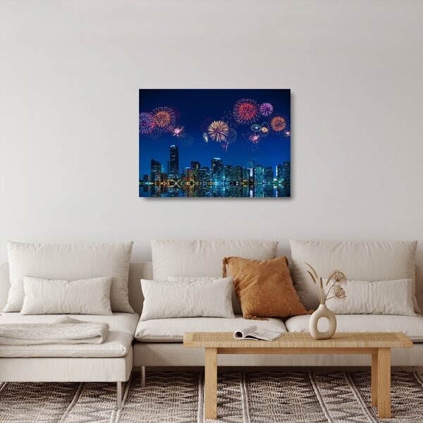 Skleněný obraz - Ohňostroj v Miami (70x50 cm)