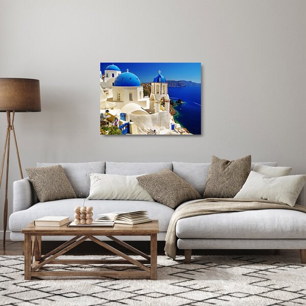 Skleněný obraz - Santorini, Řecko (70x50 cm)