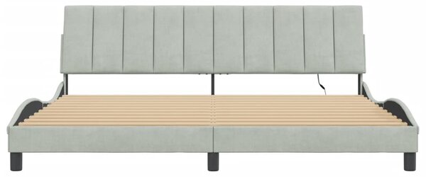 Rám postele s LED osvětlením bez matrace Hanko světle šedý 200 x 200 cm samet 3213799