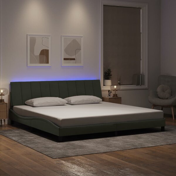 Rám postele s LED osvětlením bez matrace Hanko světle šedý 200 x 200 cm samet 3213799