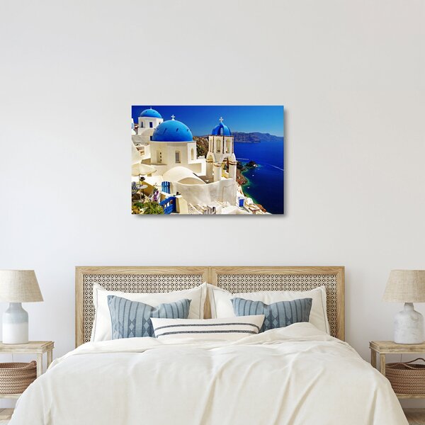 Skleněný obraz - Santorini, Řecko (70x50 cm)