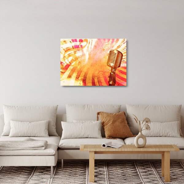 Skleněný obraz - Retro mikrofón (70x50 cm)
