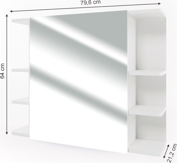 Koupelnová zrcadlová skříňka Vicco Fynn Bílá 79.6 x 64 cm, Model 24266