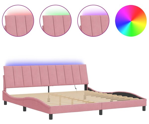 Rám postele s LED osvětlením bez matrace Hanko růžový 200 x 200 cm samet 3213804