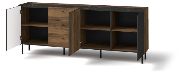 Komoda Phelan P6 (ořech warmia + černá). Akce -16%