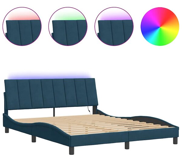 Rám postele s LED osvětlením bez matrace Hanko modrý 200 x 200 cm samet 3213803