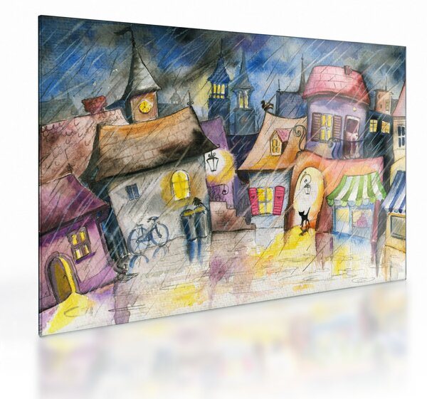 Skleněný obraz - Deštivý večer (70x50 cm)