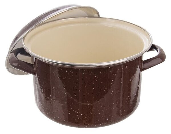 Smaltovaný hrnec s lemem a poklicí BROWN 2,5 l