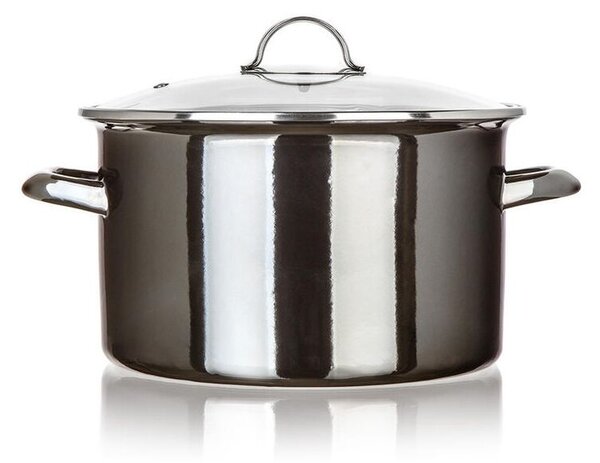 Smaltovaný hrnec s poklicí METALLIC Black 6 l