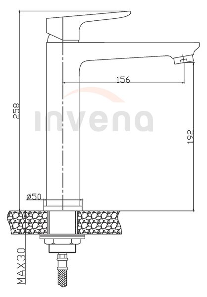 Invena Dokos, vysoká umyvadlová baterie, chrom, INV-BU-19-W01-V