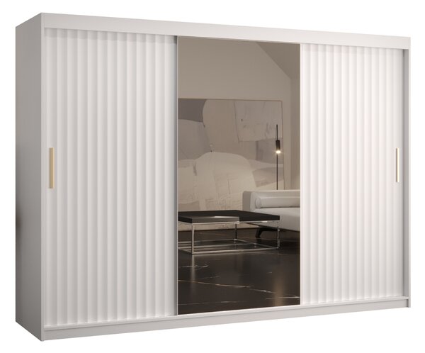 Šatní skříň se zrcadlem 250 cm Riana Wa 2 250 (bílá)