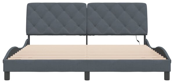 Rám postele s LED bez matrace tmavě šedý 180 x 200 cm samet 3213868