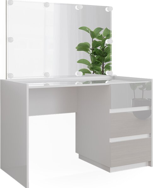 Toaletní stolek Vicco Marla Bílá vysoký lesk 120 cm se zrcadlem, pohádkovými světly LED, Model 51992