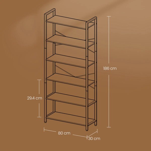 SONGMICS Policový regál Vasagle Luna 80 cm hnědý/černý