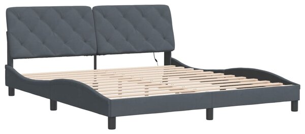 Rám postele s LED bez matrace tmavě šedý 180 x 200 cm samet 3213868