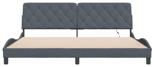 Rám postele s LED bez matrace tmavě šedý 200 x 200 cm samet 3213874