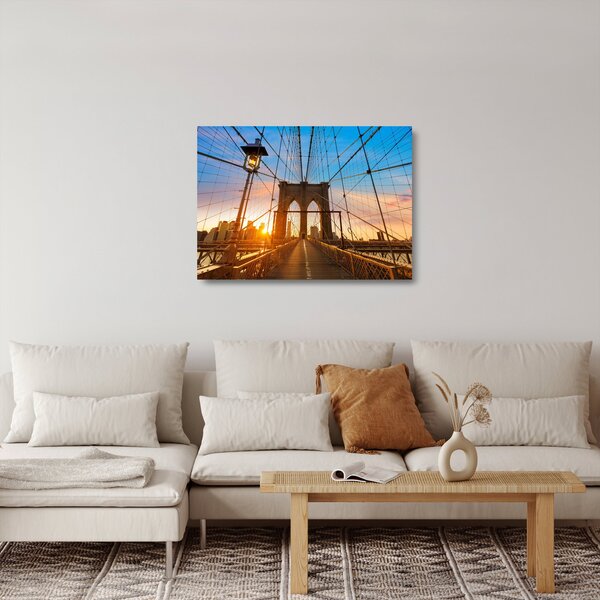 Skleněný obraz - Brooklynský most, Manhattan, New York (70x50 cm)
