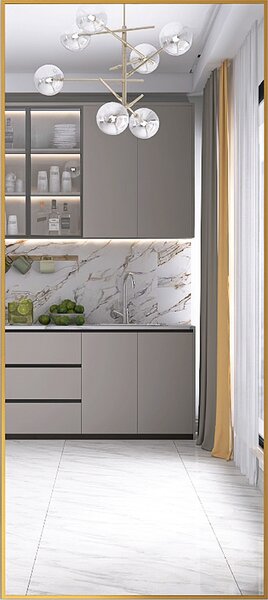 Obdélníkové zrcátko na líčení po celé délce, 180 x 80 cm, k zavěšení nebo postavení, zlatá barva