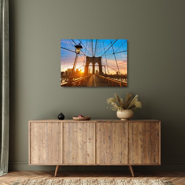 Skleněný obraz - Brooklynský most, Manhattan, New York (70x50 cm)