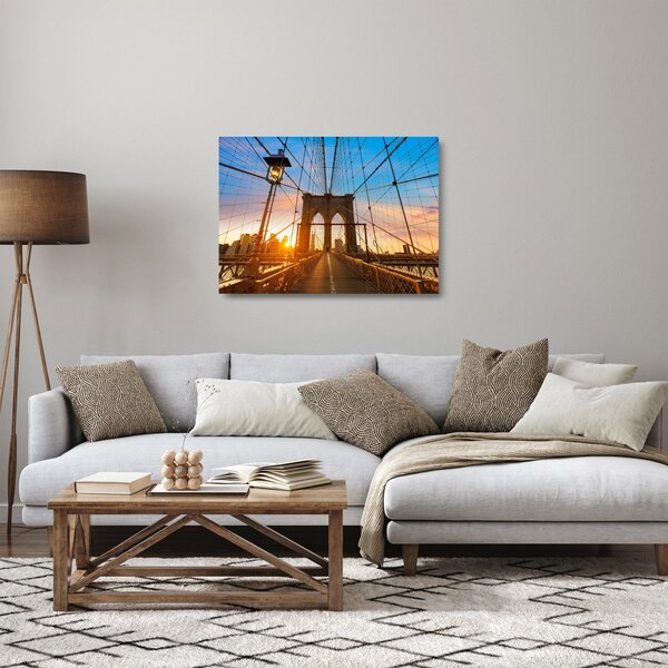 Skleněný obraz - Brooklynský most, Manhattan, New York (70x50 cm)