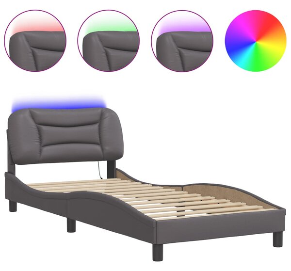 Rám postele s LED bez matrace Hvar šedý 80 x 200 cm 3213895