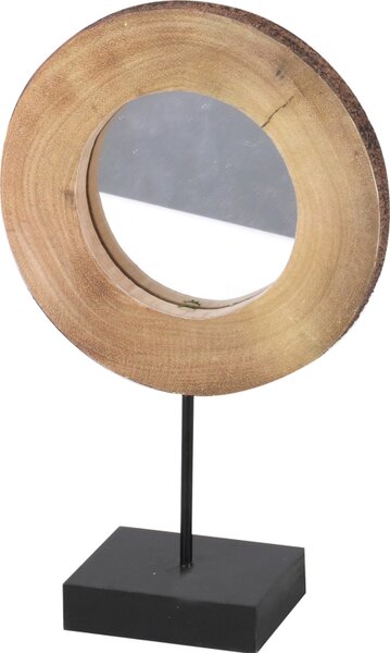 DOCHTMANN Designové zrcadlo kulaté, dřevo kov 31x19x8 cm