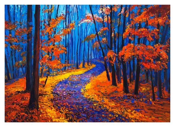 Skleněný obraz podzimního lesa (70x50 cm)