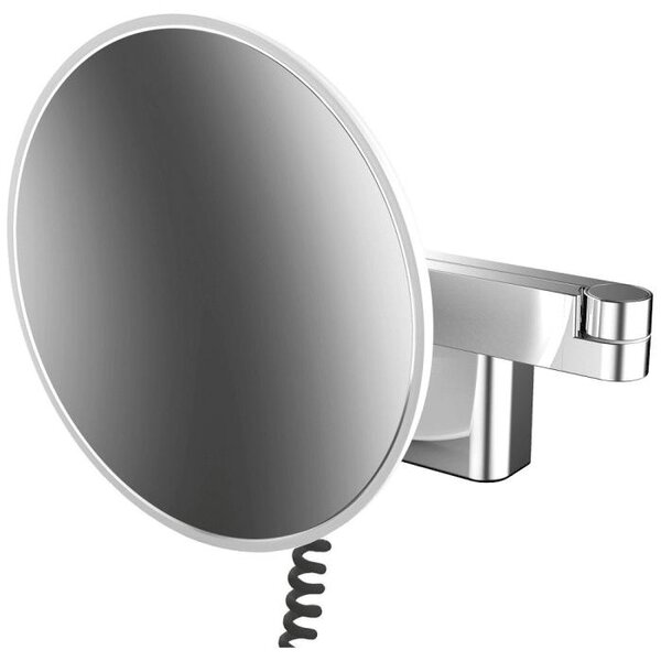 Emco LED zrcátko na holení a kosmetiku, nástěnný model, dvoukloubové rameno, 5x zvětšení, kulaté, spirálový kabel a zástrčka, 109506040