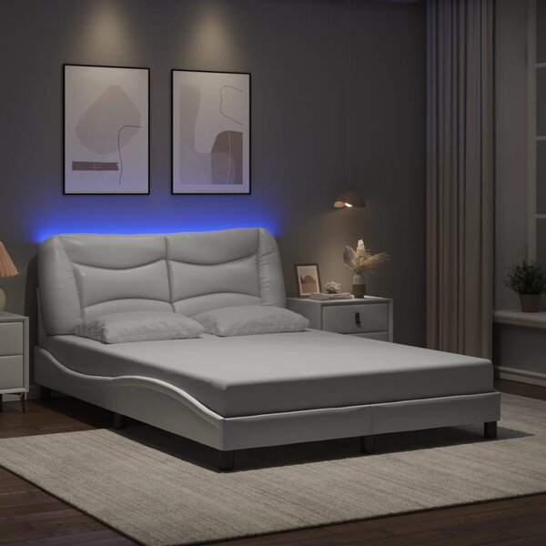 Rám postele s LED bez matrace Hvar bílý 140 x 190 cm 3213928