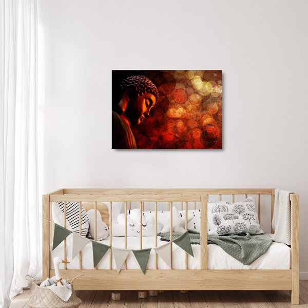 Skleněný obraz - Buddha v červených tónech (70x50 cm)
