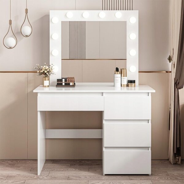 Make-Up Toaletní Stolek S Led Zrcadlem Moderní Loft 90 Cm