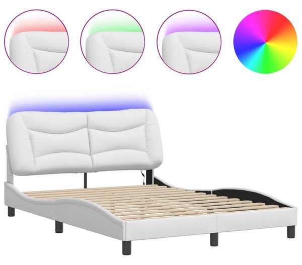 Rám postele s LED bez matrace Hvar bílý 140 x 190 cm 3213928