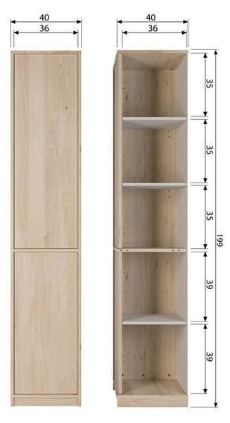 Modulární skříňka v dekoru dubu v přírodní barvě 40x199 cm Modulair – vtwonen